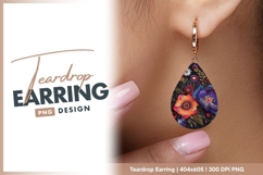 Elegant embroidered floral arrangement on teardrop earring Product Image 1