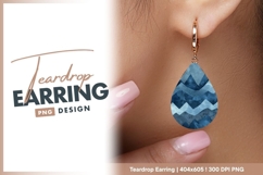 Abstract blue mountainscape textured teardrop earring Product Image 1
