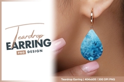 Blue floral grunge textured decorative teardrop earring Product Image 1