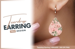 Elegant pink rose flower pattern delicate teardrop earring Product Image 1