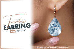Wolves in winter watercolor landscape teardrop earring png Product Image 1