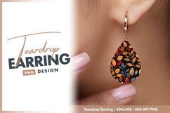 Autumn leaves seamless pattern on black teardrop earring Product Image 1