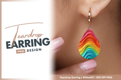 Vibrant rainbow gradient wavy abstract Teardrop Earring Product Image 1