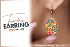 Retro floral pattern with circular elements teardrop earring Product Image 1