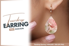 Gentle pink rose blossom soft bokeh teardrop earring Product Image 1