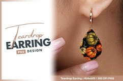 Embroidered pumpkins seamless pattern on teardrop earring Product Image 1