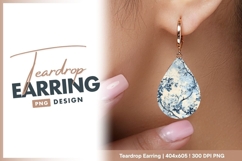 Blue floral chinoiserie textile design teardrop earring Product Image 1