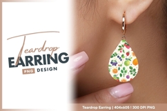Watercolor fruit pattern with berries teardrop earring Product Image 1