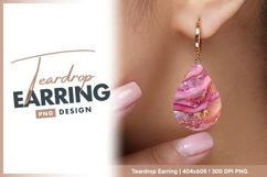 Pink marble texture with gold accent teardrop earring Product Image 1