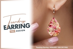 Pink floral pattern elegant botanical teardrop earring Product Image 1