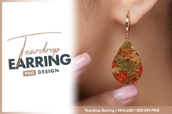 Autumn red and brown maple leaves pattern teardrop earring Product Image 1