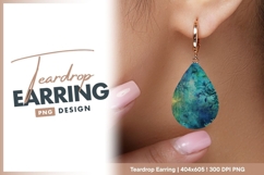 Teal floral grunge texture background teardrop earring png Product Image 1
