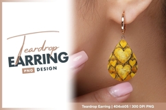 Golden heart texture art painting teardrop earring Product Image 1