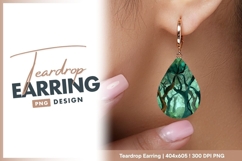 Abstract teal and green forest illustration teardrop earring Product Image 1