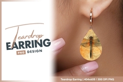 Dragonfly on textured paper background teardrop earring png Product Image 1