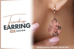 Pink roses and distressed texture teardrop earring Product Image 1
