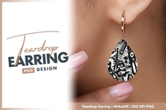 Black and white abstract doodle with teardrop earring Product Image 1