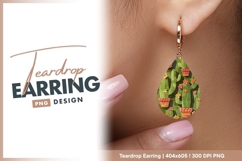 Cactus and flower pattern teardrop earring png Product Image 1
