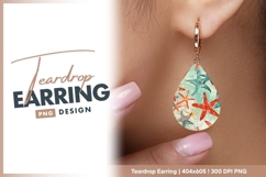 Watercolor starfish pattern summer beach teardrop earring Product Image 1