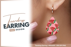 Watermelon slices on pink background teardrop earring Product Image 1