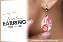 Abstract pink floral watercolor pattern teardrop earring png Product Image 1
