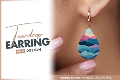 Abstract mountainscape vibrant colors teardrop earring png Product Image 1