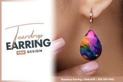 Abstract ink painting rainbow gradient Teardrop Earring Product Image 1