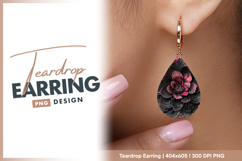 Dark pink floral arrangement teardrop earring png Product Image 1