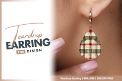 Festive plaid with pine branches and teardrop earring png Product Image 1