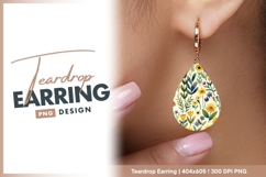 Watercolor floral pattern with yellow teardrop earring Product Image 1