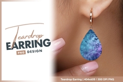 Blue purple floral scrollwork pattern teardrop earring Product Image 1