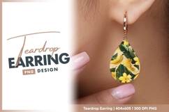 Tropical floral and banana pattern teardrop earring png Product Image 1