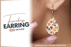 Watercolor fruit and floral pattern teardrop earring png Product Image 1