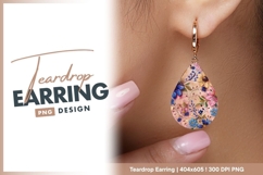 Watercolor floral pattern with teardrop earring Product Image 1