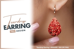 Red floral background with pink and teardrop earring Product Image 1