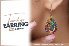 Vivid colorful abstract psychedelic art teardrop earring png Product Image 1