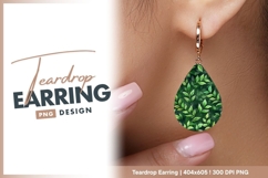Green leaves pattern background teardrop earring png Product Image 1