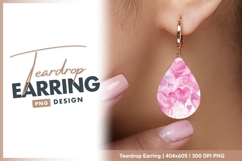 Pink watercolor hearts romantic teardrop earring png Product Image 1