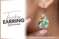 Tropical parrot with flowers teardrop earring png Product Image 1