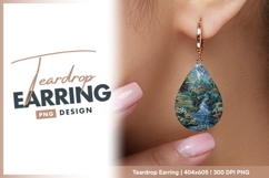 Embroidered mountain landscape with teardrop earring Product Image 1