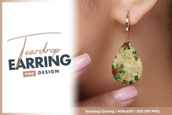 Vintage christmas holly berries festive teardrop earring Product Image 1