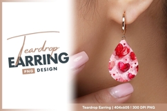 Oil painted hearts pattern for valentines teardrop earring Product Image 1