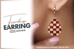 Checkered christmas background red and teardrop earring Product Image 1