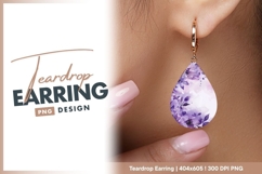 Purple floral watercolor artistic teardrop earring Product Image 1