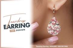 Embroidered pink cherry blossom branch teardrop earring Product Image 1