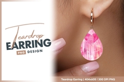 Pink heart watercolor background teardrop earring png Product Image 1