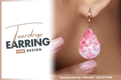Watercolor hearts pink and red abstract teardrop earring Product Image 1