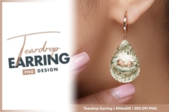 Watercolor baby sleeping in eucalyptus teardrop earring Product Image 1
