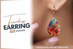 Alcohol ink flowers with gold accents teardrop earring Product Image 1