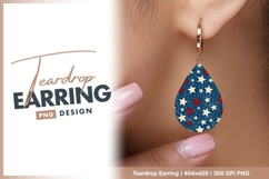 Patriotic star pattern red white and blue teardrop earring Product Image 1